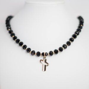 Colier barbatesc cu pietre negre de Crystal