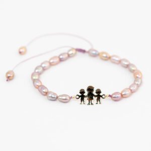 Bratara cu perle de cultura si siluete familie