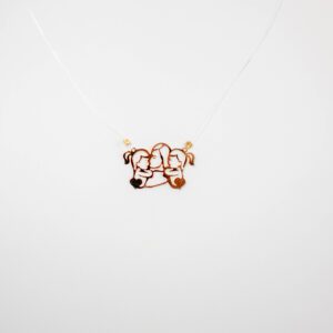 Colier fir transparent cu pandantiv Mama cu 2 fetite